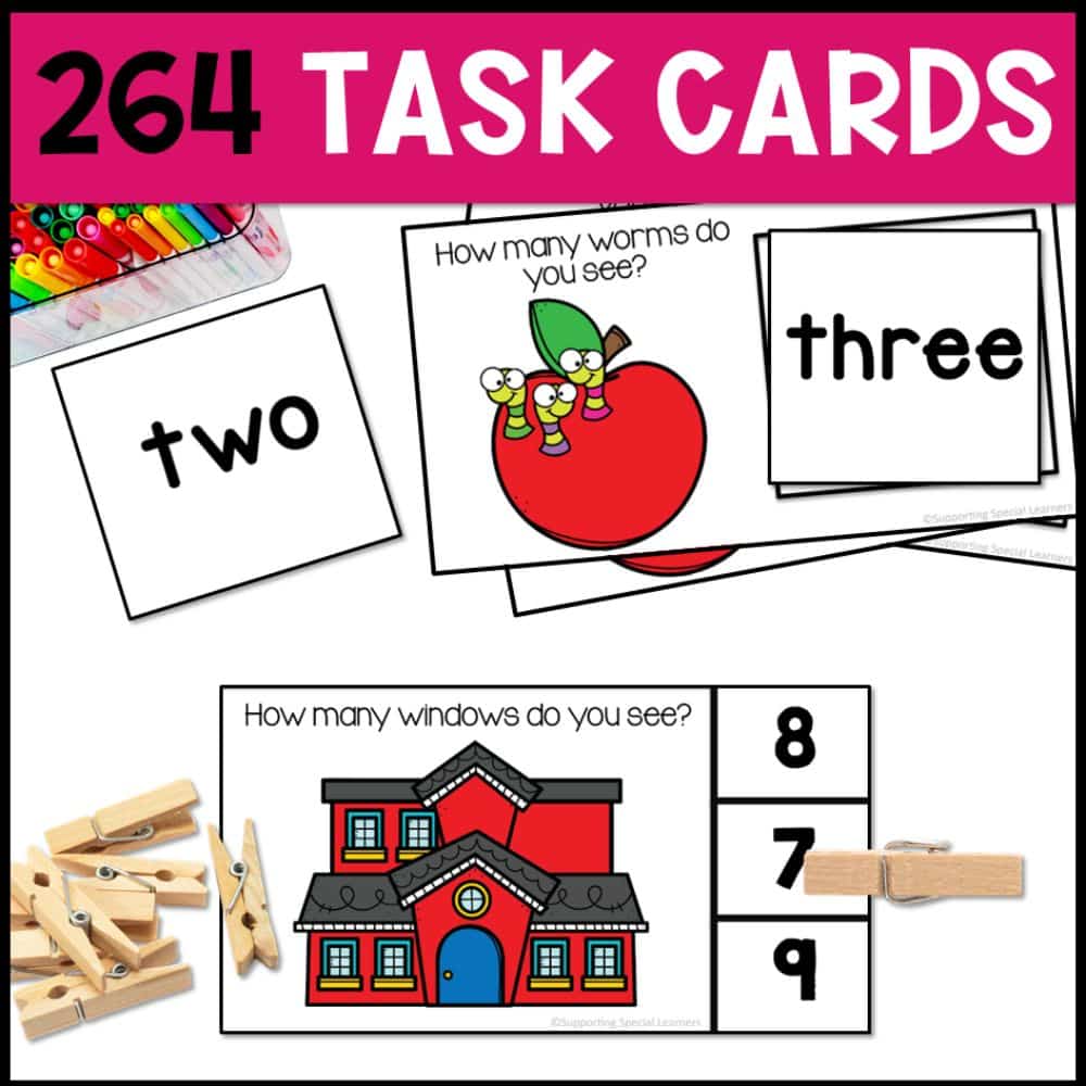 school theme counting to 10 264 task cards