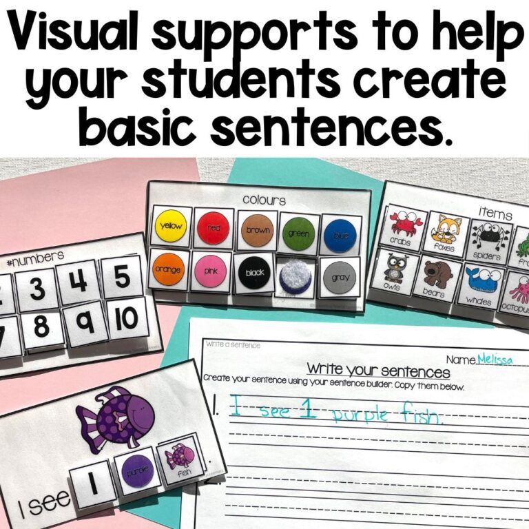 sentence writing simple sentences visual supports