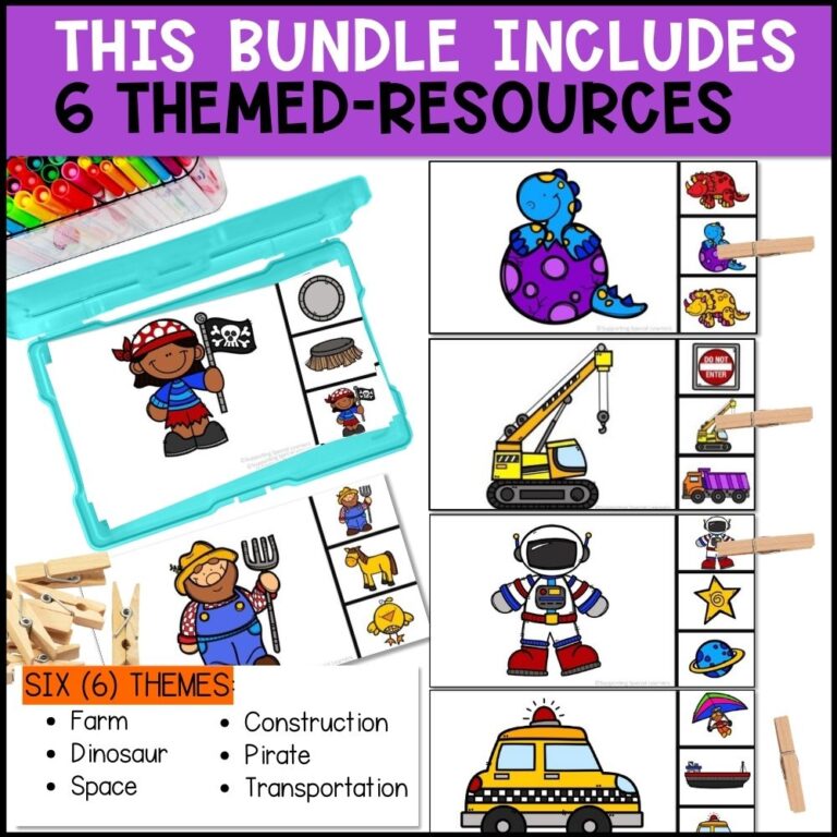 six themes math and literacy centers 6 themed resources