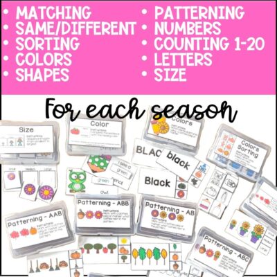 task boxes special education 4 seasons activities