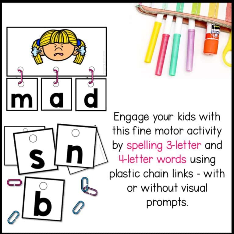 spelling linking chains fine motor activity