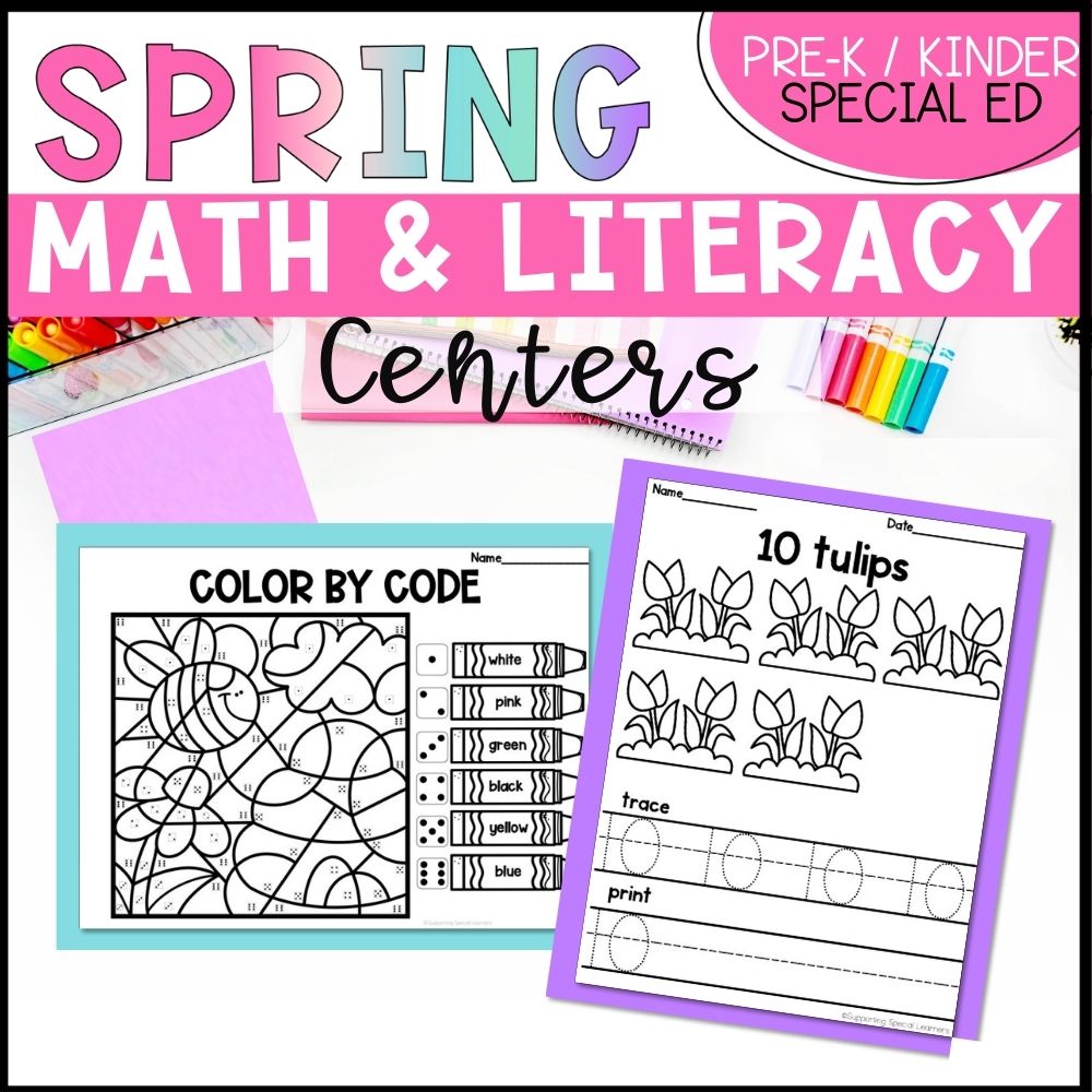 spring math and literacy centers cover