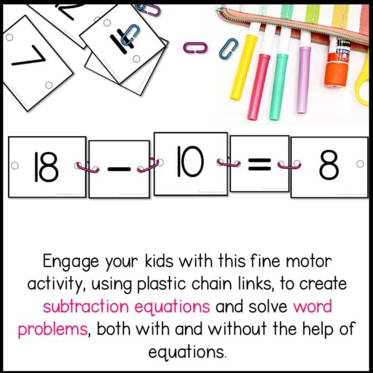 subtraction linking chains fine motor activity