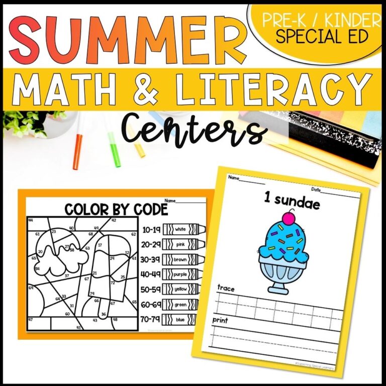 summer math and literacy centers cover