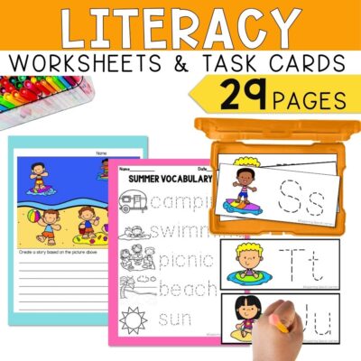 summer math and literacy centers literacy worksheets and task cards