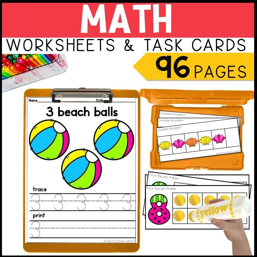 summer math and literacy centers math worksheets and task cards