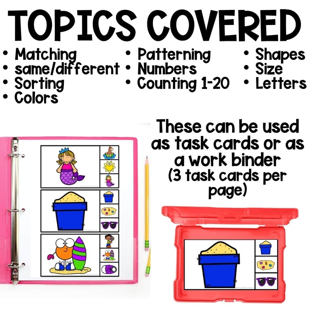 summer task boxes & boom cards topics covered