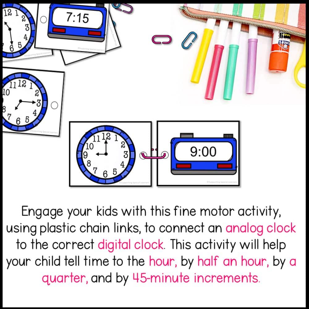 time linking chains fine motor activity