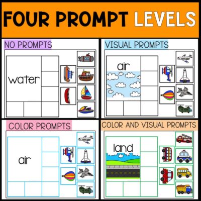 transportation sorting activities four prompt levels