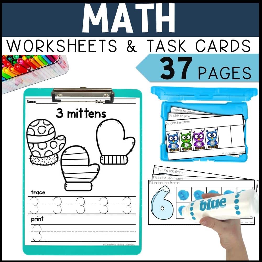 winter math and literacy centers math worksheets and task cards