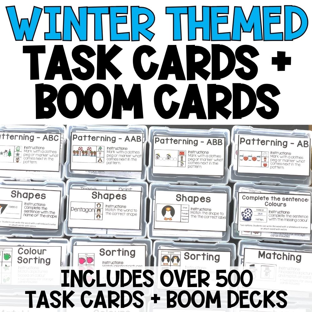 winter task boxes & boom cards cover