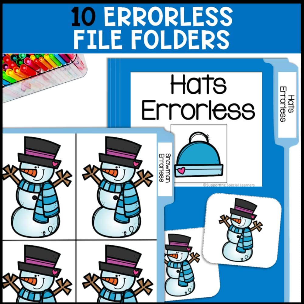 winter themed errorless learning errorless file folders
