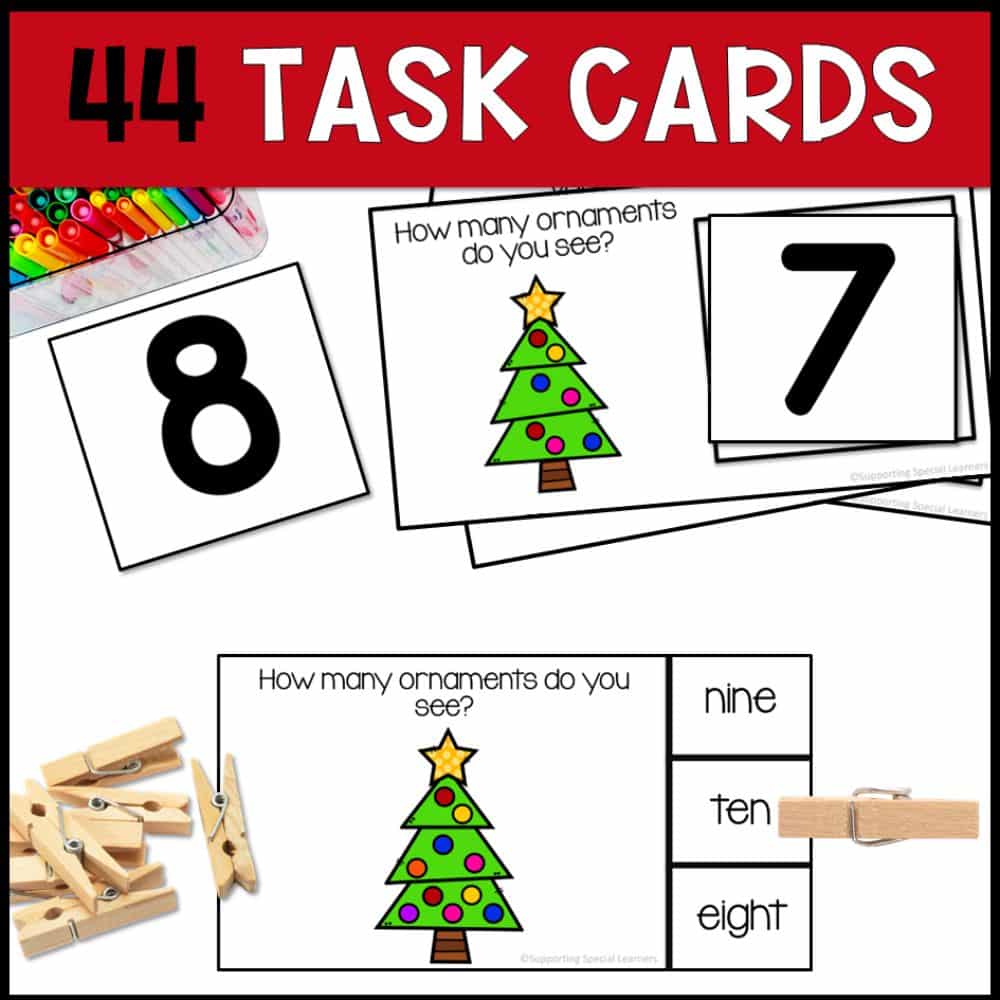 christmas counting 0 to 10 44 task cards