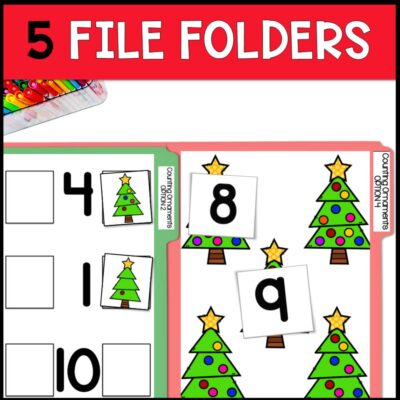 christmas counting 0 to 10 5 file folders
