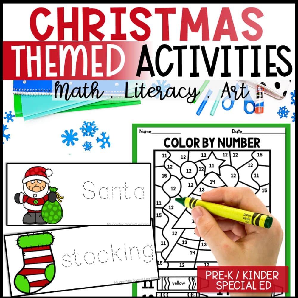 christmas math, literacy & art activities cover
