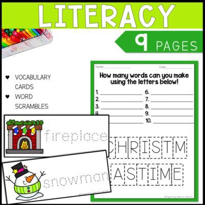 christmas math, literacy & art activities literacy 9 pages