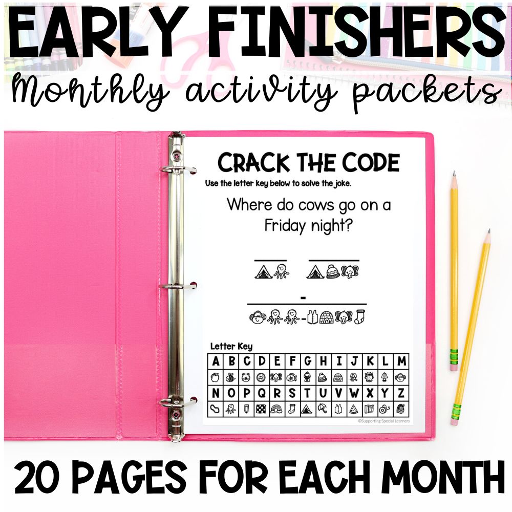 early finishers monthly activity packets cover