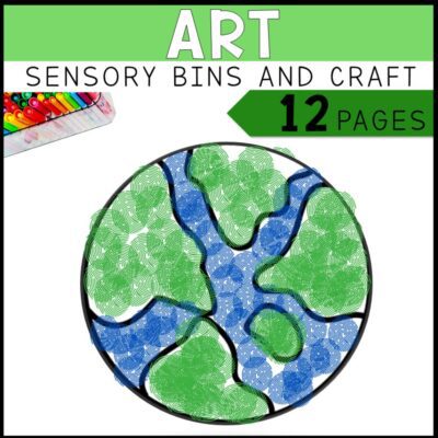earth day math, literacy & art sensory bins and craft