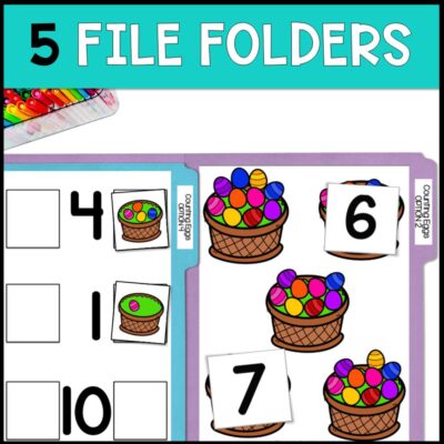easter theme counting 0 to 10 5 file folders