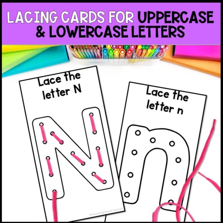fine motor activity lacing uppercase and lowercase letters