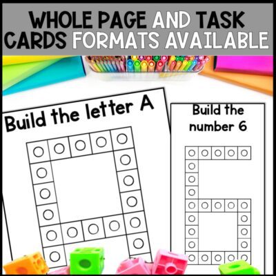 fine motor connecting cubes whole page and task cards formats
