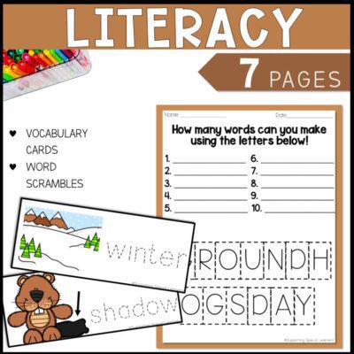 groundhog day math, literacy & art activities literacy 7 pages