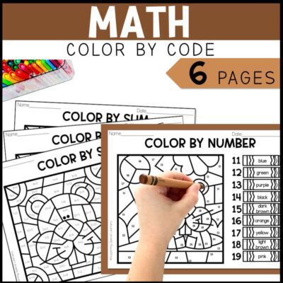 groundhog day math, literacy & art activities math color by code