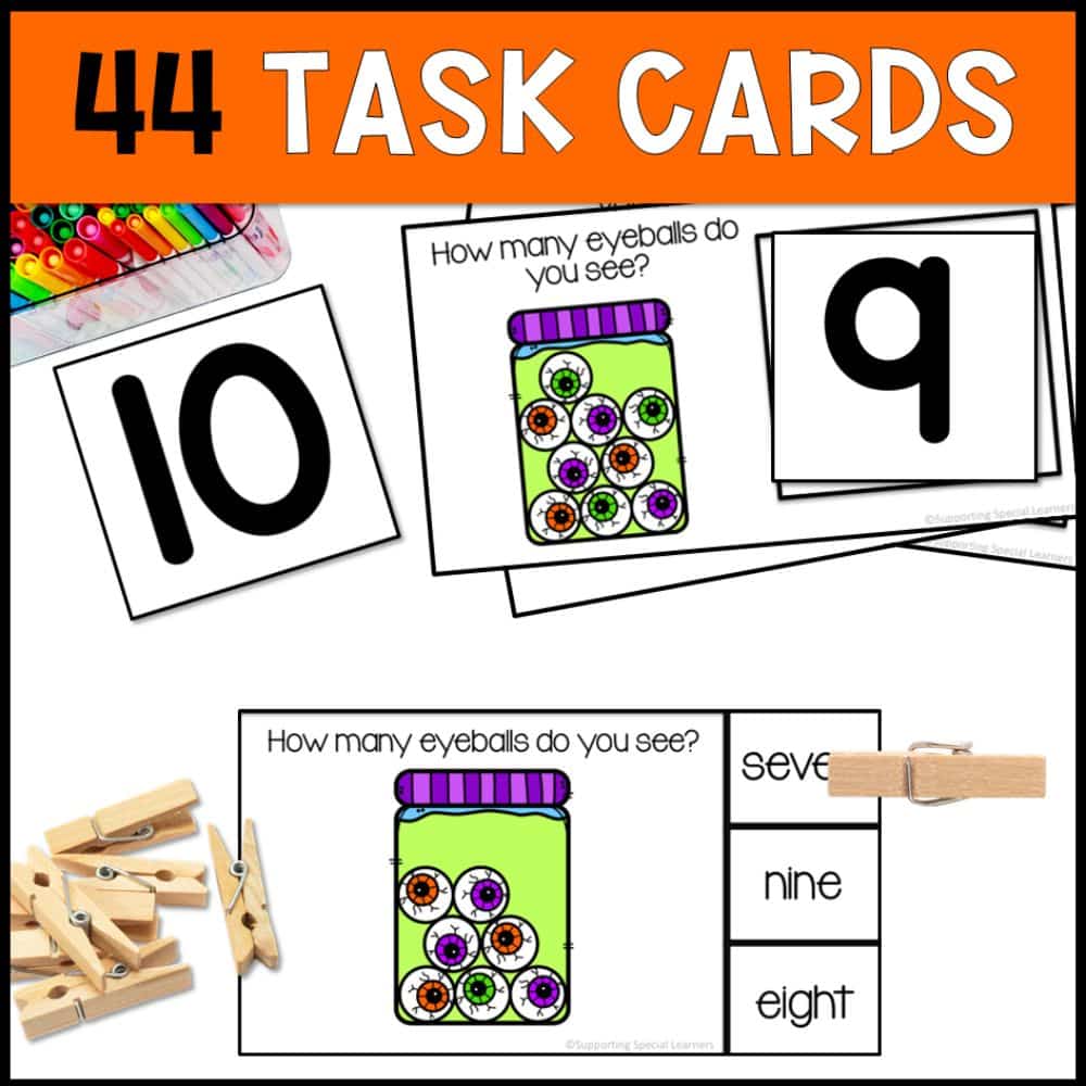 halloween counting 0 to 10 44 task cards