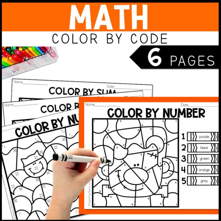 halloween math, literacy & art math color by code