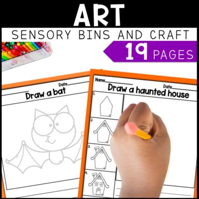 halloween math, literacy & art sensory bins and craft