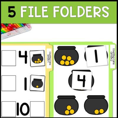 st. patrick's day counting 0 to 10 5 file folders