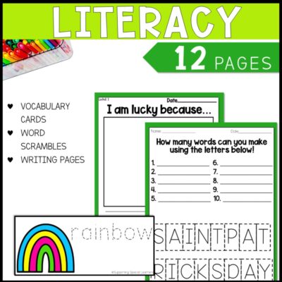 st. patrick's math, literacy & art literacy 12 pages