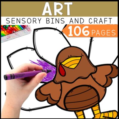Thanksgiving math, literacy & art activities sensory bins