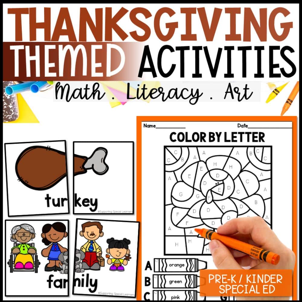 thanksgiving math, literacy & art activities cover