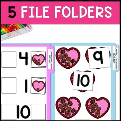 valentine's day counting 0 to 10 5 file folders
